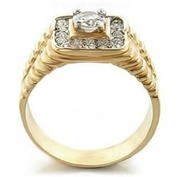 Bianco Men's Gold Zirconia Ring - Picture 3 of 8